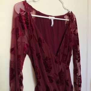 Velvet Long Sleeve Body Suit